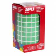 APLI 4874. Gomets cuadrados en rollo, color verde (10 x 10 mm.)