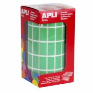 APLI 4886. Gomets rectangulares en rollo, color verde (20 x 10 mm.)