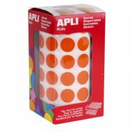 APLI 11483. Gomets redondos en rollo, color naranja (ø 15,0 mm.)
