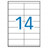 APLI 1275. Caja 100 hojas A4 de etiquetas ILC blancas (105 x 40 mm). Cantos rectos.