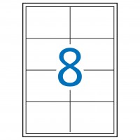 APLI 1291. Caja 100 hojas A4 de etiquetas ILC blancas (97 x 67,7 mm). Cantos rectos.