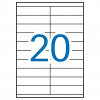 APLI 1299. Caja 100 hojas A4 de etiquetas ILC blancas (105 x 29 mm). Cantos rectos.