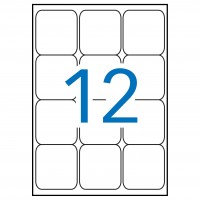 APLI 2416.  Caja 100 hojas A4 de etiquetas ILC blancas (63,5 x 72). Cantos romos.
