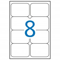 APLI 2420.  Caja 100 hojas A4 de etiquetas ILC blancas (99,1 x 67,7). Cantos romos.