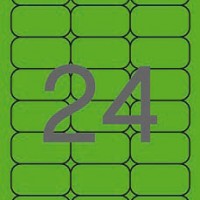 APLI 12984. Caja 100 hojas A4 etiquetas verde fluor (64,0 X 33,9 mm.)