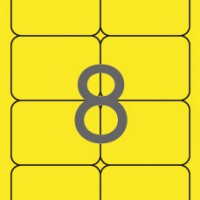 APLI 12985. Caja 100 hojas A4 etiquetas amarillo fluor (99,1 X 67,7 mm.)