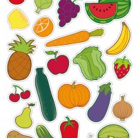 APLI 11451. Gomets removibles Frutas y verduras (12 hojas)