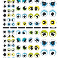 APLI 13854. Gomets removibles Ojos amarillo / azul / verde (3 hojas)