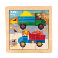 APLI 15182. 9 puzles encajables de madera Transportes