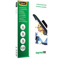Fellowes 5351205. Pack 100 Fundas Plastificar 100 micras Brillo A3