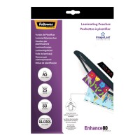 Fellowes 5396003. Pack 25 Fundas Plastificar 80 micras Brillo A5