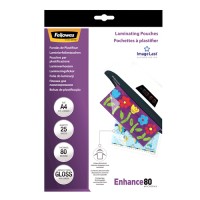 Fellowes 5396205. Pack 25 Fundas Plastificar 80 micras Brillo A4