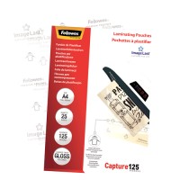 Fellowes 5396301. Pack 25 Fundas Plastificar 125 micras Brillo A4