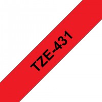BROTHER Tze431 Cinta Tze, laminada (12 mm x 8 m) Negro sobre rojo