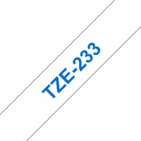 BROTHER Tze233 Cinta Tze, laminada (12 mm x 8 m). Azul sobre blanco
