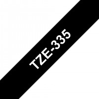BROTHER Tze335 Cinta Tze, laminada (12 mm x 8 m). Blanco sobre negro