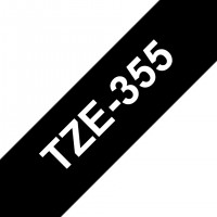BROTHER Tze355 Cinta Tze, laminada (24 mm x 8 m). Blanco sobre negro