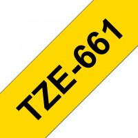 BROTHER Tze661 Cinta Tze, laminada (36 mm x 8 m). Negro sobre amarillo