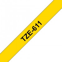 BROTHER Tze611 Cinta Tze, laminada (6 mm x 8 m) Negro sobre amarillo
