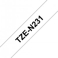 BROTHER TzeN231 Cinta Tze, no laminada (12 mm x 8 m). Negro sobre blanco