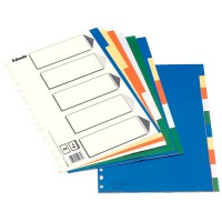 ESSELTE 11610. 10 Separadores de plástico multitaladro Folio - 5 colores