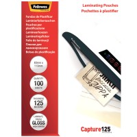 Fellowes 5307101. Pack 100 Fundas Plastificar 125 micras Brillo 83 x 113 mm.