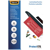 Fellowes 5308803. Pack 100 Fundas Plastificar 175 micras Brillo A3