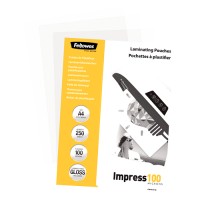 Fellowes 5313904. Pack 250 Fundas Plastificar Económicas 100 micras A4