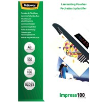 Fellowes 5351205. Pack 100 Fundas Plastificar 100 micras Brillo A3