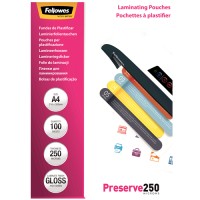 Fellowes 5401802. Pack de 100 Fundas Plastificar 250 micras Brillo A4