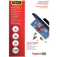Fellowes 5440101. Pack 100 Fundas Plastificar 125 micras Brillo A4 Alta Velocidad