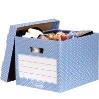 Fellowes 4481901. Pack 4 contenedores de archivo azul/blanco