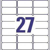 AVERY L4737REV-25 Pack de 25 hojas de etiquetas removibles blancas (675 etiquetas de 63,5 x 29,6 mm.)